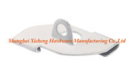 White Powder Coated Metal Stamping Parts , Hardened Steel Horizontal Clip With Suspension Hole